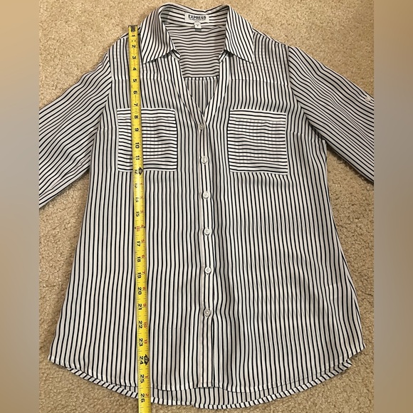 Express black & white striped slim fit portofino shirt size S - Picture 4 of 8